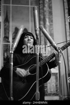 Buffy Sainte-Marie at a recording studio in NYC, 1964 Stock Photo