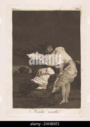Plate 36 from 'Los Caprichos: A bad night (Mala noche.) 1799 Goya (Francisco de Goya y Lucientes) Spanish. Plate 36 from 'Los Caprichos: A bad night (Mala noche.)  351058 Stock Photo