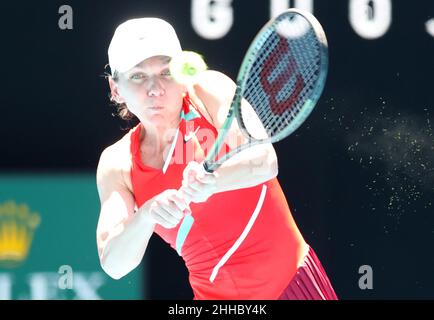 Melbourne, Australia. 24th Jan, 2022. Simona Helep in fourth round action Australian Open Tennis 2022 Melbourne Park, Australia Day 8 Monday 24 January 2022 PHOTO BY KARL WINTER Credit: Roger Parker/Alamy Live News Stock Photo