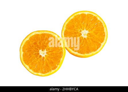 Two circles of oranges cross-section Stock Photo