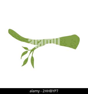 Abstract twig with leaves isolated on a white background. Vector hand ...