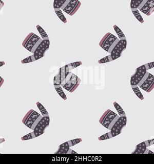 Fashion seamless pattern with knitting sweater ornament in blue tones. Light pastel background. Flat vector print for textile, fabric, giftwrap, wallp Stock Vector