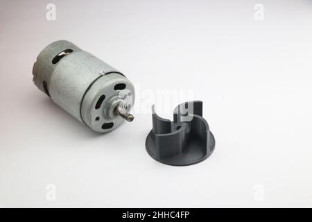 3D printed object impeller for dc motor shaft, Water pump parts using 3D printing technology Stock Photo