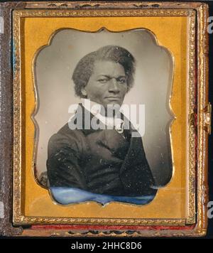 Frederick Douglass ca. 1855 Unknown Born into slavery, Frederick Douglass (1817–1895) escaped his bondage in 1838 and became the most persuasive orator for the cause of abolition, among other reformist causes. In addition to founding a newspaper and penning three autobiographies, he lectured extensively before and during the Civil War, 'thundering against slavery,' in the words of W. E. B. Du Bois. One of the first critical theorists of photography, Douglass delivered multiple lectures on the topic between 1861 and 1865, including 'Pictures and Progress,' on the medium’s ability to render subj Stock Photo