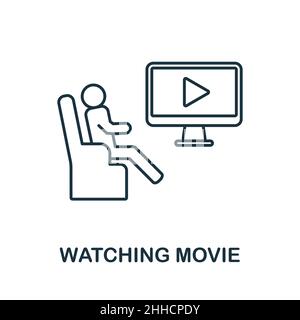 Watching Movie icon. Line element from home rest collection. Linear Watching Movie icon sign for web design, infographics and more. Stock Vector