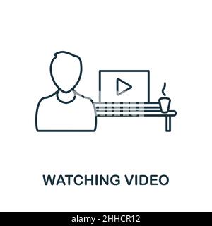 Watching Video icon. Line element from home rest collection. Linear Watching Video icon sign for web design, infographics and more. Stock Vector
