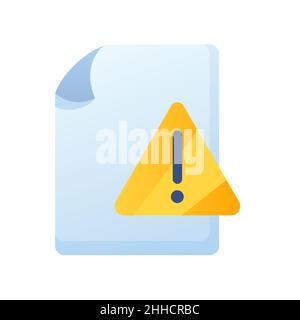 error document file paper page warning exclamation single isolated icon ...