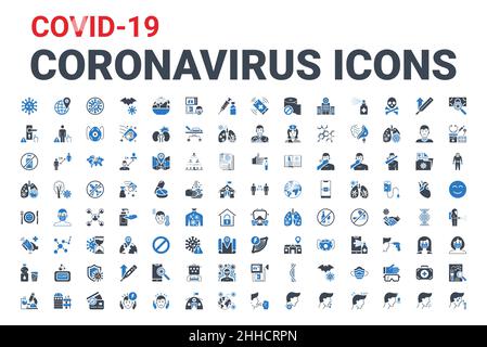 Coronavirus COVID 19 pandemic vector icons set Stock Vector