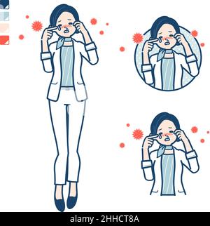 Beauty advisor woman with Suffer from pollen allergy images.It's vector art so it's easy to edit. Stock Vector