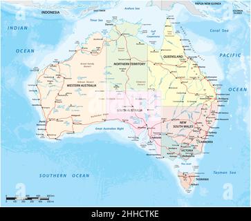 detailed vector map of the Australian continent Stock Vector