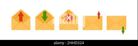 Mail envelope icon. Receiving SMS messages, notifications, invitations. Concept of delivery correspondence and letters. Vector illustration in flat Stock Vector