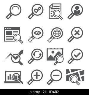 Search icons set on white background Stock Vector