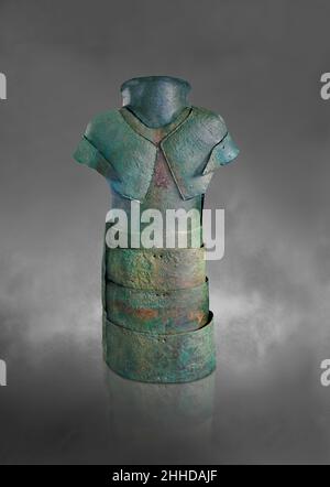 Mycenaean suit of bronze amour, The Armor of Dendra, from the 'Tomb of Armor' Mycenaean cemetery of Dendra, 1500 to 1180 BC . Nafplion Archaeological Stock Photo