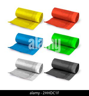 garbage bags of different colors for sorting garbage with clipping path Stock Photo