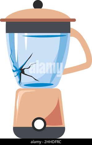 Broken blender or mixer with cracked glass jar Stock Vector