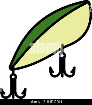 Icon Of Fishing Spoon. Editable Bold Outline With Color Fill Design. Vector Illustration. Stock Vector