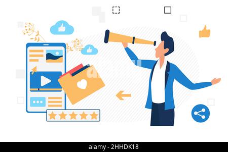 Electronic commerce online marketplace shopping. Digital purchasing services and goods platform Stock Vector