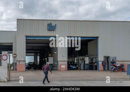 Manacor, Spain; january 20 2022: Technical vehicle inspection station, ITV, in the Majorcan town of Manacor, on a cloudy day. Spain