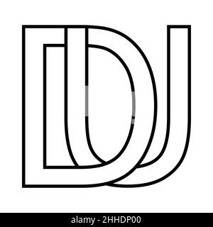 Logo sign du ud icon nft du interlaced letters d u Stock Vector
