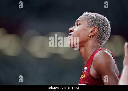 Yulimar Rojas celebrating her medal at the Tokyo 2020 Olympic Games ...