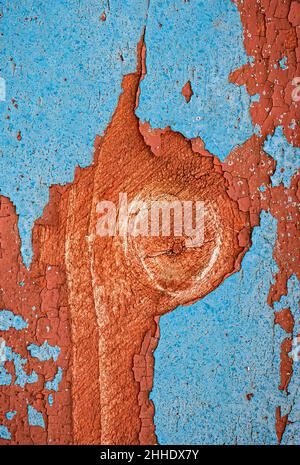 Abstract Blue and Red Painted Wood Stock Photo