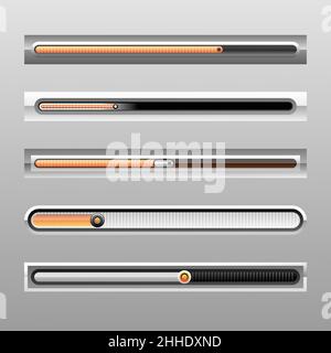 Gradient user interface sliders set Vector illustration. Stock Vector