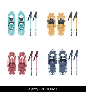 Hand drawn snowshoes set Vector illustration. Stock Vector