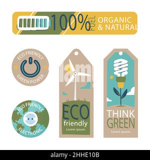 Flat design eco friendly labels Vector illustration Stock Vector Image ...