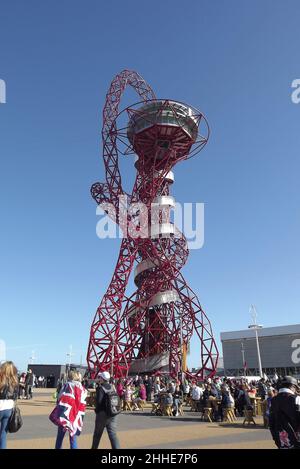 The Arcelor Mittal Orbit sculpture in the Queen Elizabeth Park, London during the Paralympics in 2012 Stock Photo