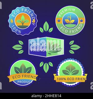 Gradient eco friendly label pack Vector illustration Stock Vector Image ...