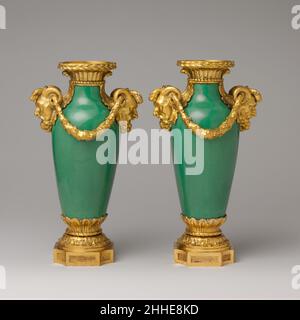 Pair of mounted vases (vase à monter) ca. 1765–70 Sèvres Manufactory French. Pair of mounted vases (vase à monter)  206713 Stock Photo