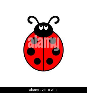 Ladybug or ladybird vector graphic illustration, isolated. Cute simple flat design of black and red lady beetle. Stock Vector