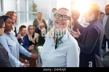 Mature female businesswoman on the meeting in the office Stock Photo