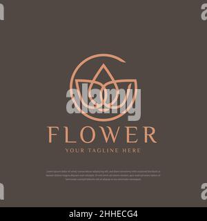 Lotus Flower Abstract Logo Beauty Salon Spa Cosmetics brand Linear style Stock Vector