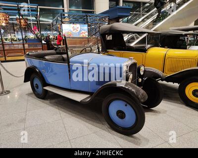 exhibition of retro cars at Domodedovo airport. Moscow. Russia. December 21, 2021. Stock Photo