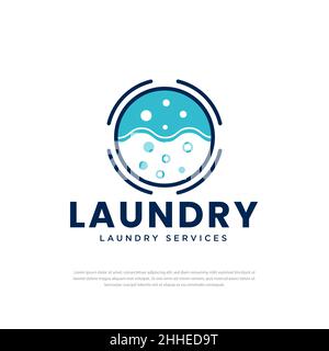 Laundry and dry cleaning icon logo design with bubbles for washing business clothes cleaning modern template Stock Vector