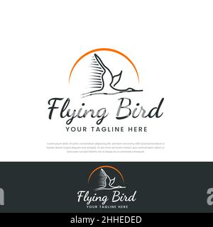 Simple flying bird abstract logo , template , vector design symbol Bird logo design Stock Vector