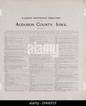 Standard atlas of Audubon County, Iowa - including a plat book of the villages, cities and townships of the county, map of the state, United States and world, patrons directory, reference business Stock Photo