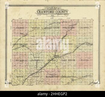 Standard atlas of Crawford County, Iowa - including a plat book of the villages, cities and townships of the county, map of the state, United States and world, patrons directory, reference Stock Photo