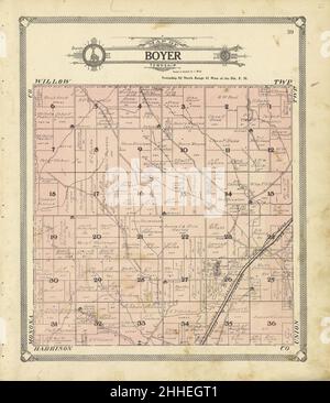 Standard atlas of Crawford County, Iowa - including a plat book of the villages, cities and townships of the county, map of the state, United States and world, patrons directory, reference Stock Photo