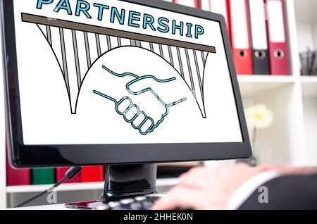 Partnership concept shown on a computer screen Stock Photo