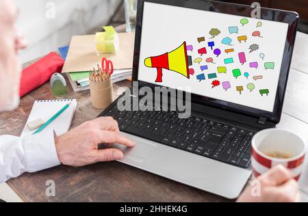 Communication concept shown on a laptop screen Stock Photo