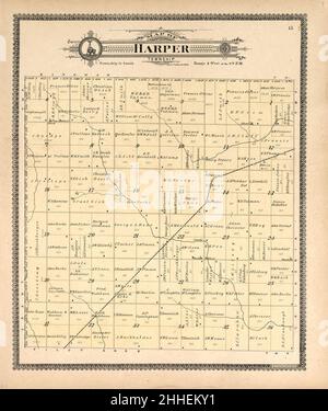 Standard atlas of Harper County, Kansas - including a plat book of the villages, cities and townships of the county, map of the state, United States and world, patrons directory, reference Stock Photo