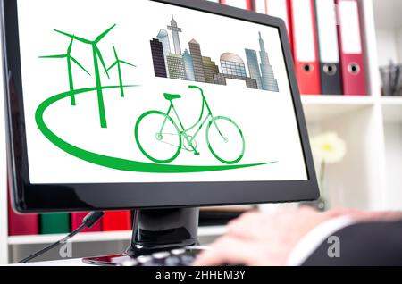 Eco friendly concept shown on a computer screen Stock Photo