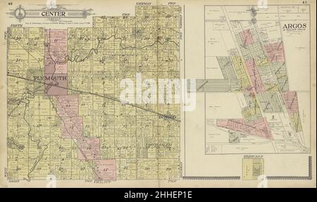 Standard atlas of Marshall County, Indiana - including a plat book of the villages, cities and townships of the county, map of the state, United States and world, patrons directory, reference Stock Photo