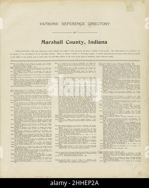 Standard atlas of Marshall County, Indiana - including a plat book of the villages, cities and townships of the county, map of the state, United States and world, patrons directory, reference Stock Photo