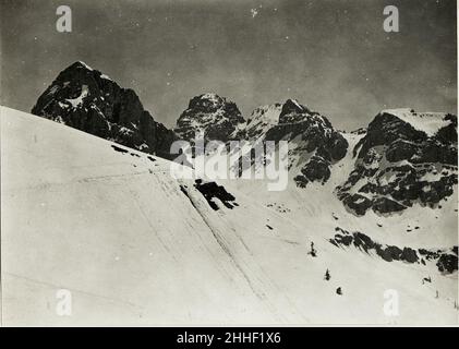 Standpunkt Marmolata-Fahrt-Aufzug, Col Ombert Cima della Valleate Forca-Alpe. Stock Photo