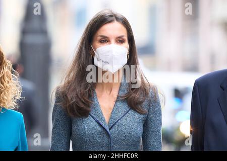 Madrid, Madrid, Spain. 24th Jan, 2022. Queen Letizia of Spain attends the deilvery the Medal of Honour of the Royal Academy of Fine Arts of San Fernando to the Hispania Nostra Association at Royal Academy of Fine Arts of San Fernando on January 24, 2022 in Madrid, Spain (Credit Image: © Jack Abuin/ZUMA Press Wire) Credit: ZUMA Press, Inc./Alamy Live News Stock Photo