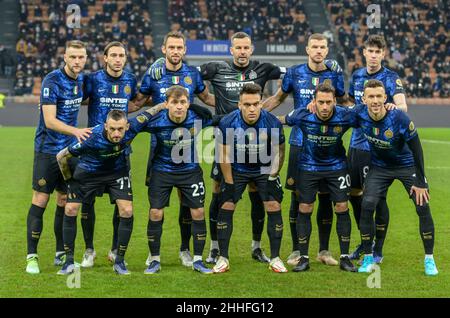 Milano, Italy. 22nd, January 2022. The starting-11 of Inter seen before the Serie A match between Inter and Venezia at Giuseppe Meazza in Milano. (Photo credit: Gonzales Photo - Tommaso Fimiano). Stock Photo