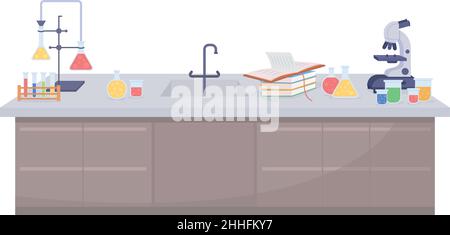 Laboratory desk semi flat color vector item Stock Vector